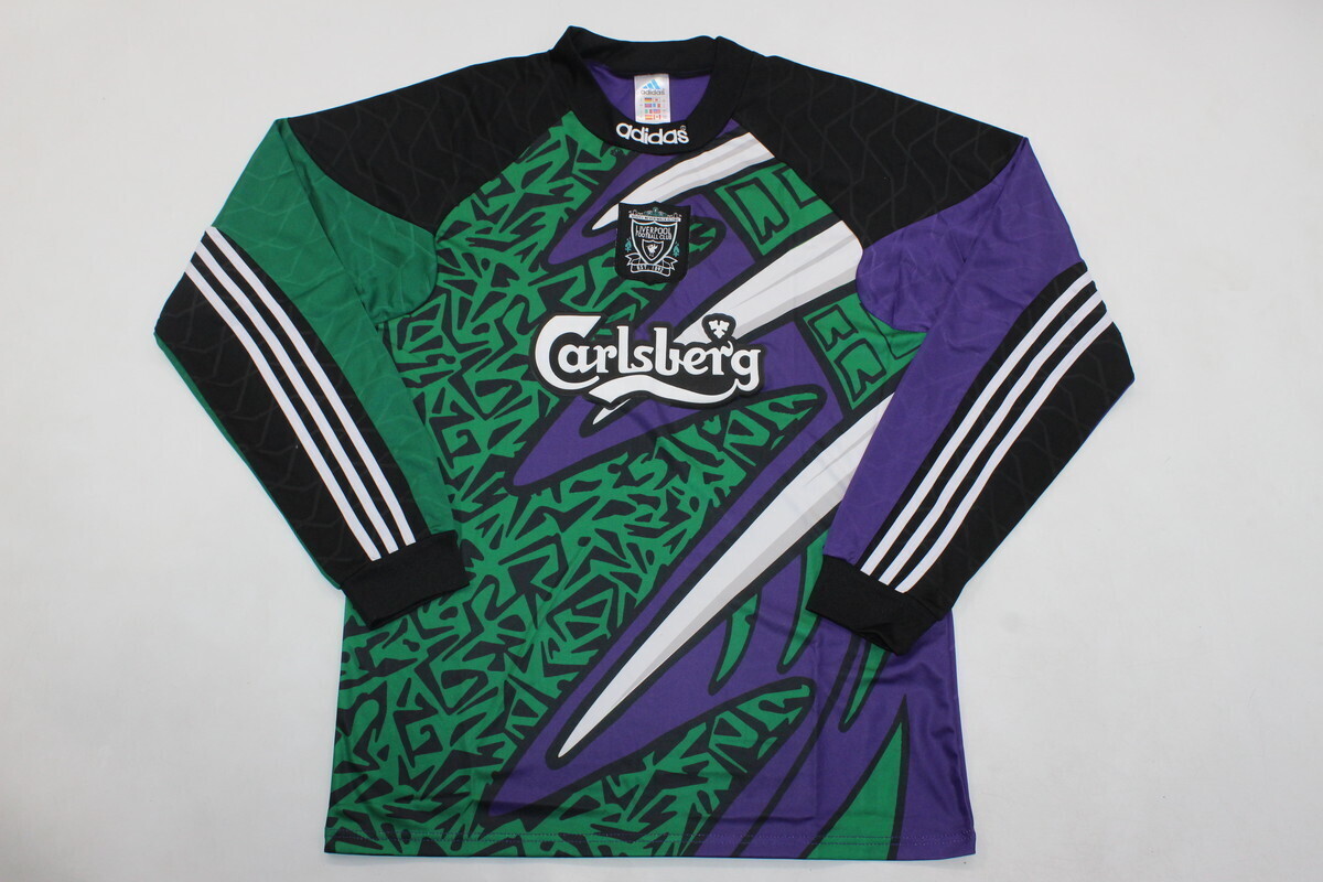 AAA Quality Liverpool 95/96 GK Green/Purple Long Soccer Jersey